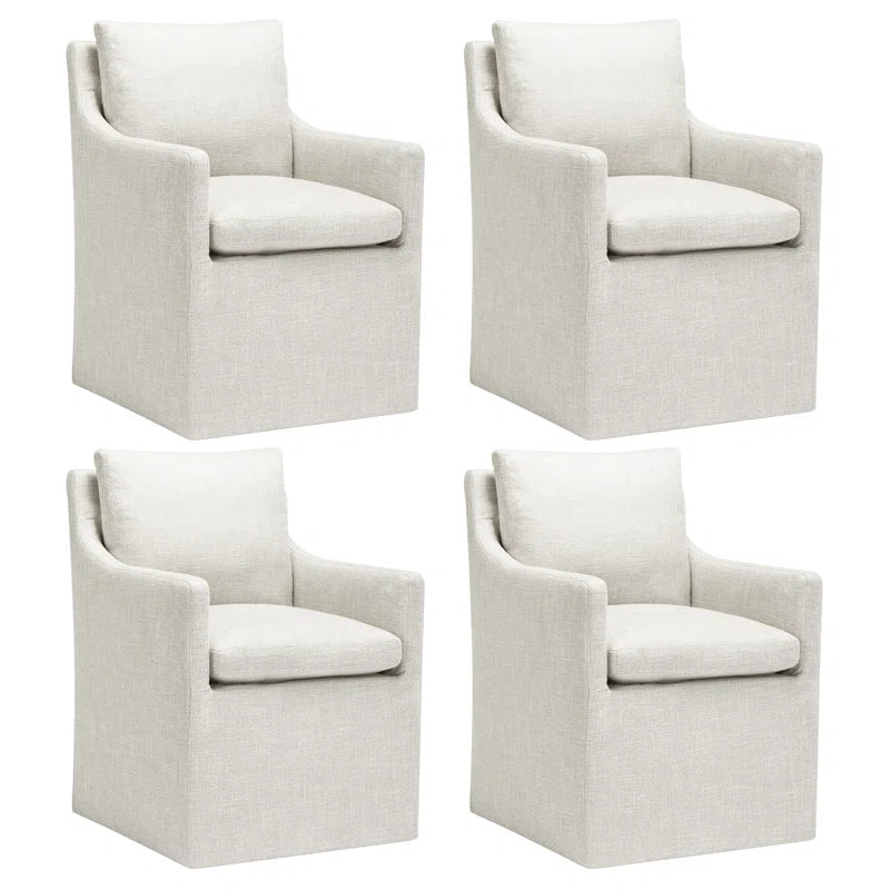 Wide Elegant Beige Upholstered Parsons Dining Chairs 1-Piece