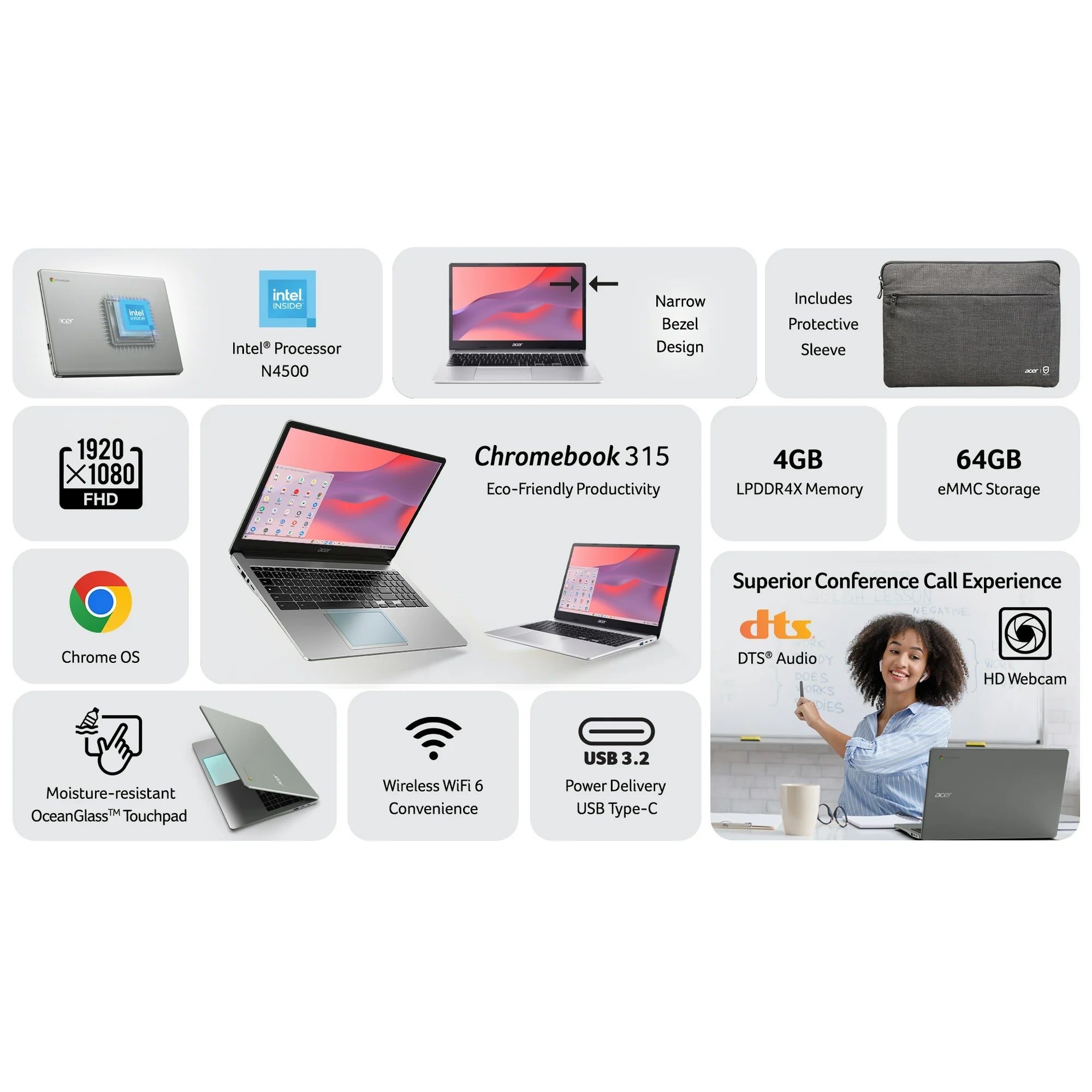 Chromebook 315 15.6 inch Laptop Intel Processor