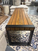 1pc Outdoor Patio Bench - Natural Wood/Black Steel SHOWROOM ITEM