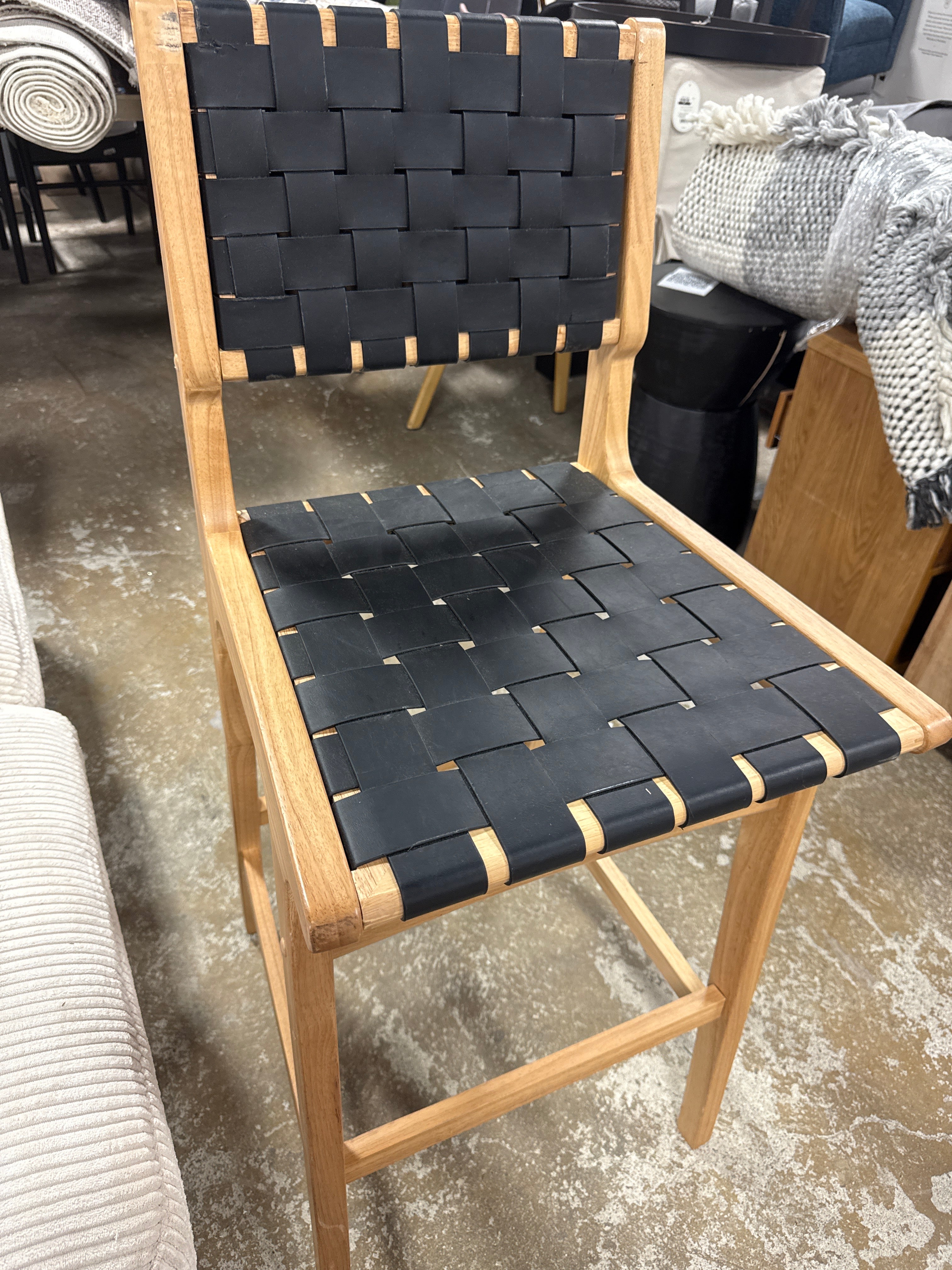 Ceylon Woven Counter Height Barstool Black/Natural - Threshold SHOWROOM ITEM