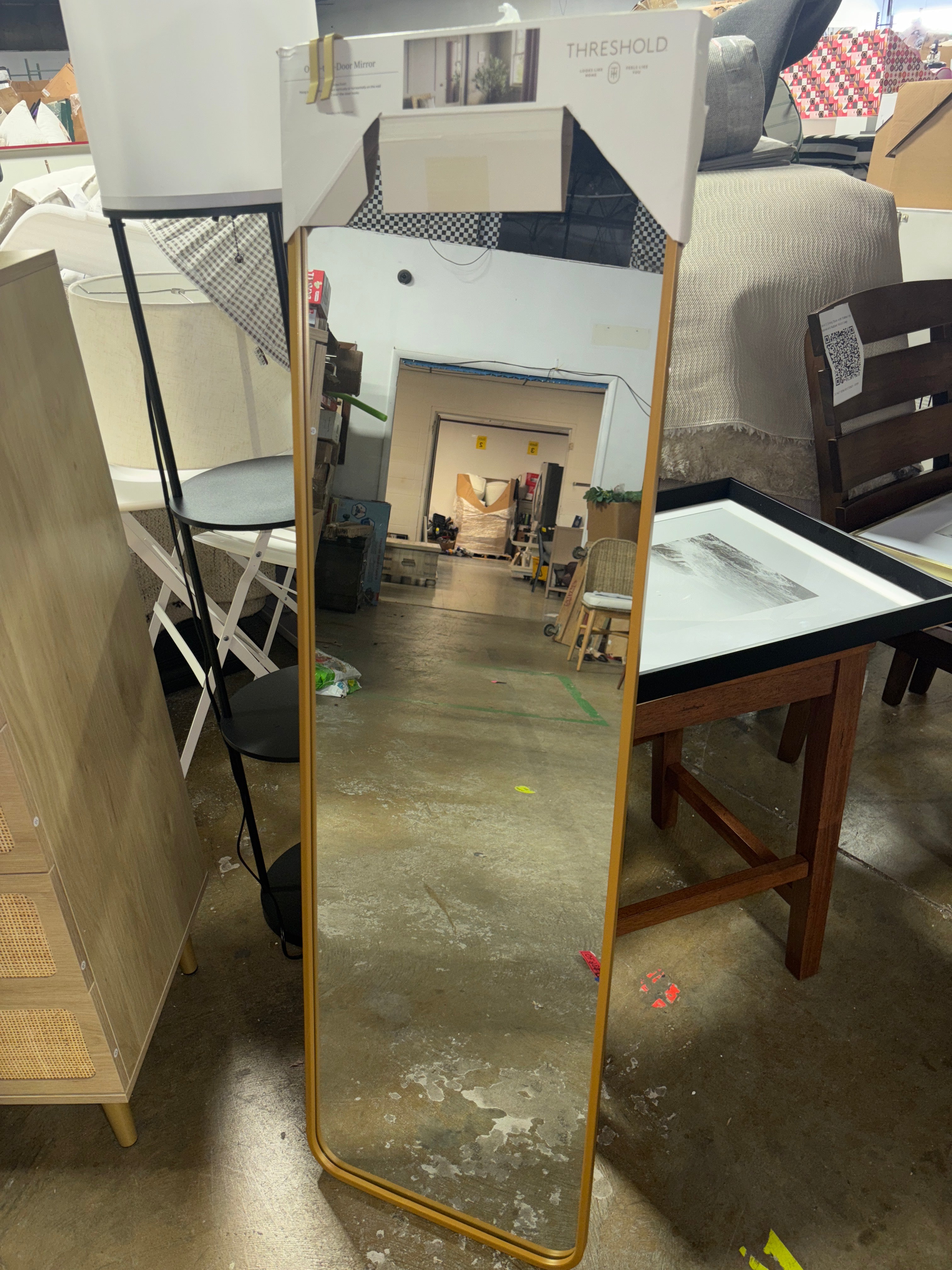Over-the-Door Mirror Metal - Brass SHOWROOM ITEM