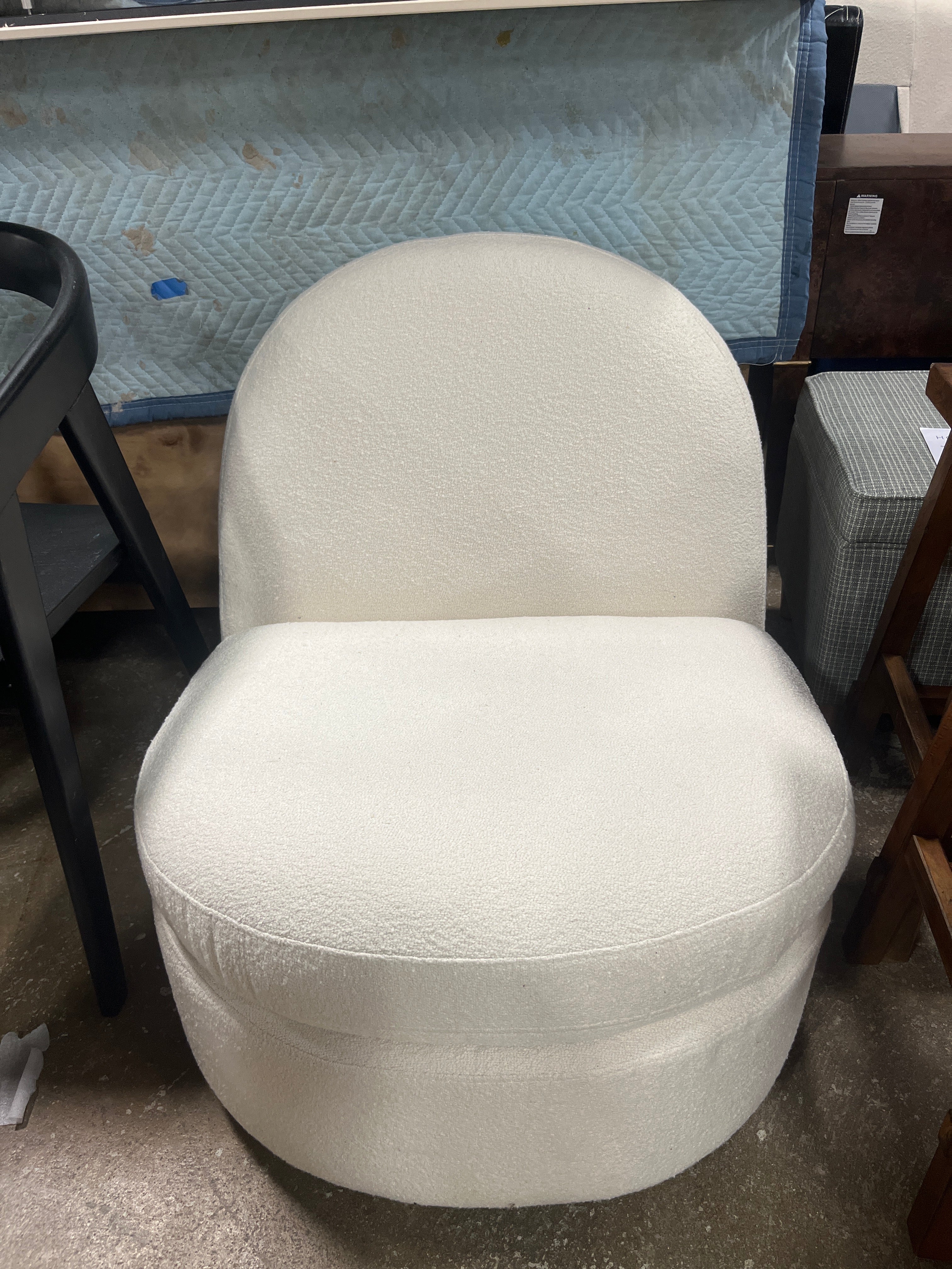 Rounded Swivel Accent Chair Cream Boucle White - Threshold™ SHOWROOM ITEM