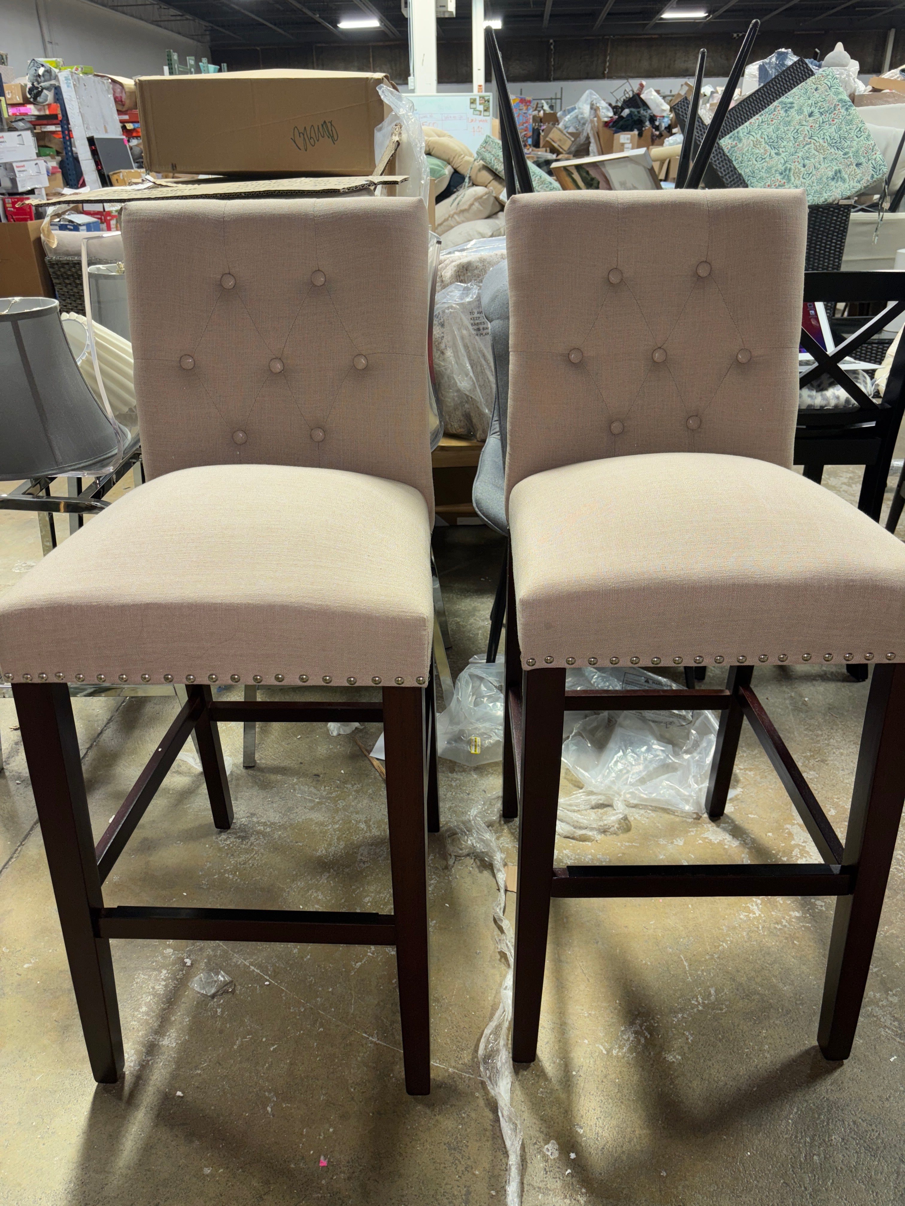(Set of 2) McLoud Upholstered Counter Stools with Solid Wood Frame SHOWROOM ITEM