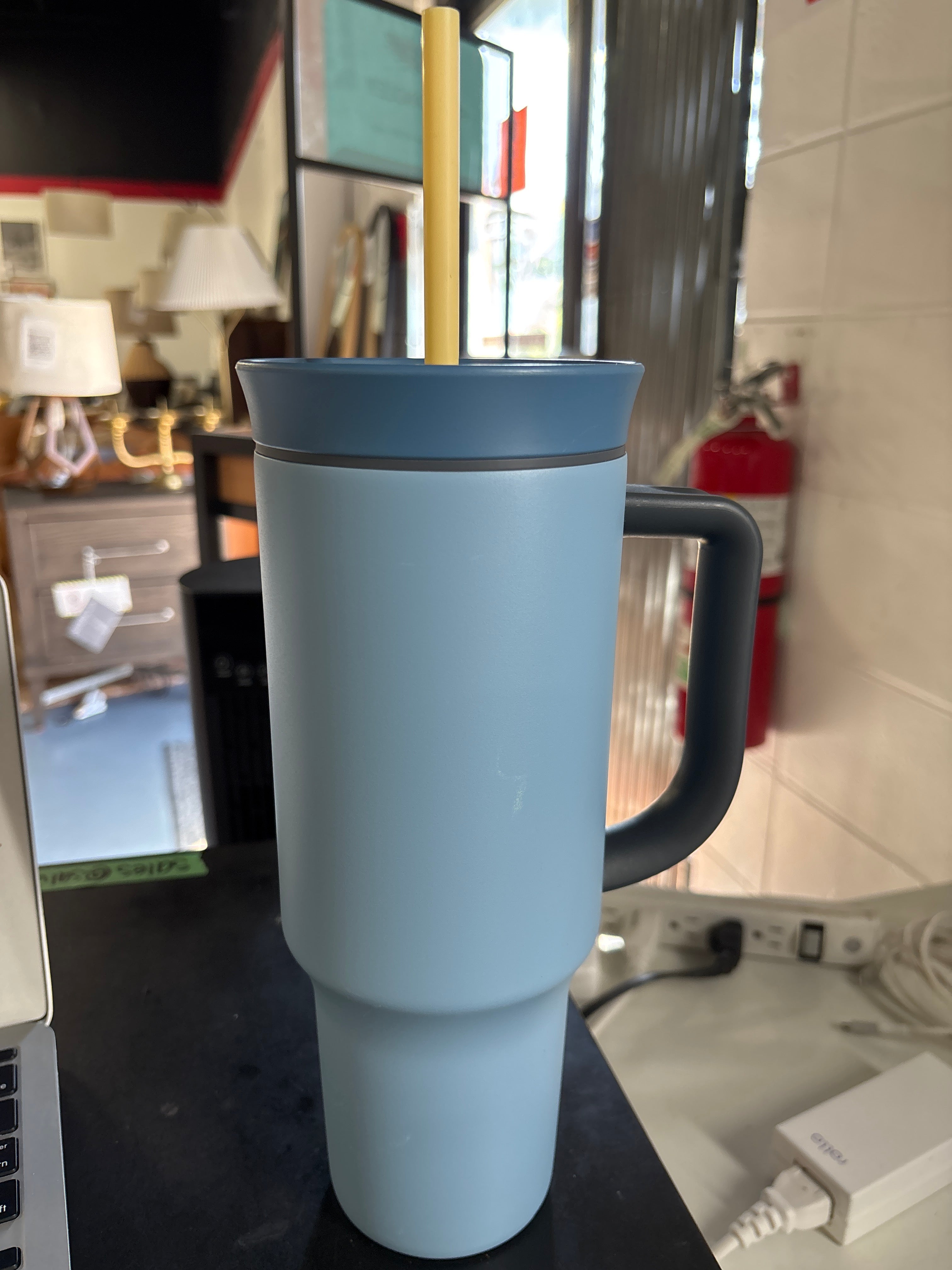 Owala 40oz Stainless Steel Straw Tumbler - Rainstorm (Blue) SHOWROOM ITEM