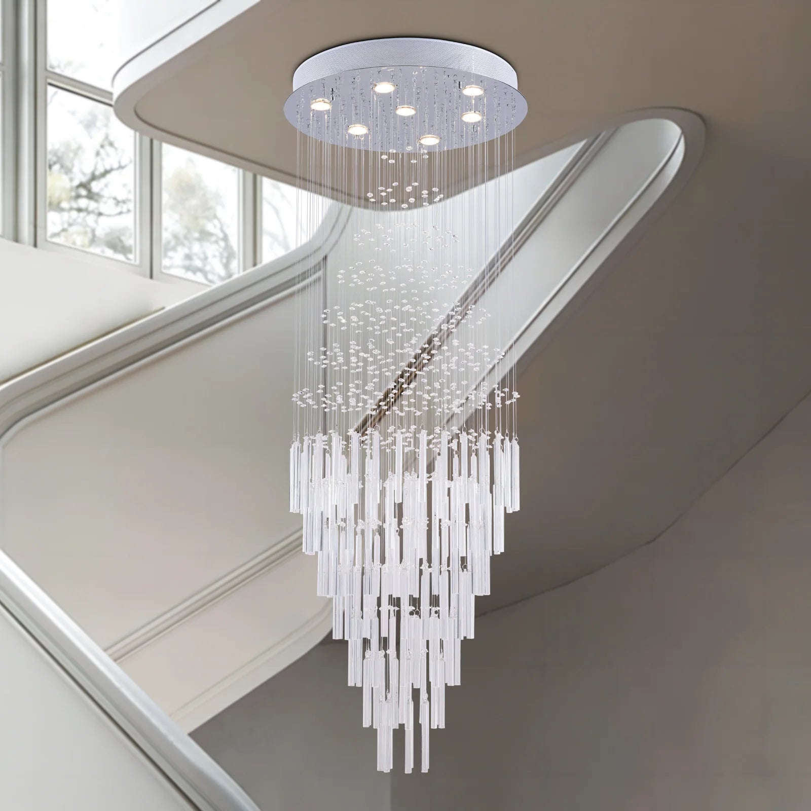 Maxax Luxury Modern Prizm Raindrop Crystal Chandelier