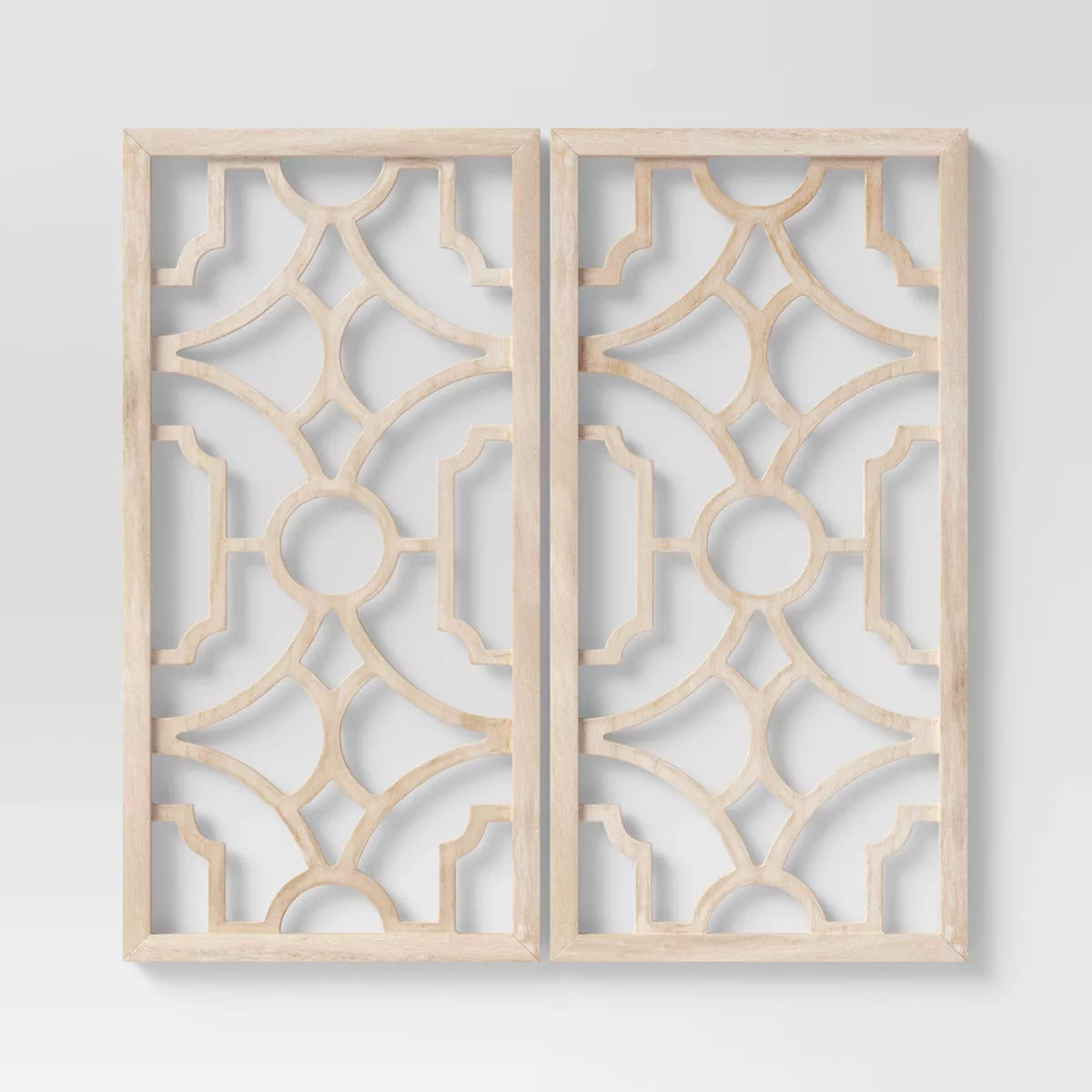 Set of 2 Wood Lattice Wall Hanging Brown - Elegant Decorative Panels