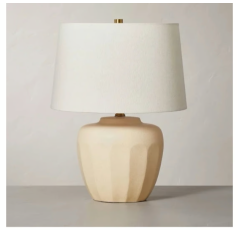 Faceted Ceramic Table Lamp Taupe/Cream