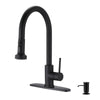 BATHLET Single Handle High Arc Pull Down Kitchen Faucet with Soap Dispenser