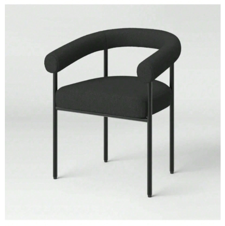 Barrel Upholstered Boucle Dining Chair Black