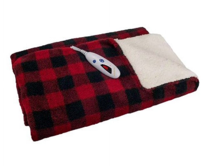 Blankets Sherpa Red and Black Buffalo Check Heated Throw With Digital