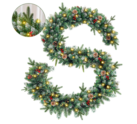 Pre-Lit Christmas Garland with Warm White LED Lights final cut