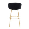 Battista Fixed-Height Gold Bar Stool with Round Gold Footrest (Set of 2) - Black Velvet/Gold