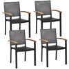 Set of 4 -  Outdoor Patio PE Rattan Dining Chairs with Powder-coated Steel Frame