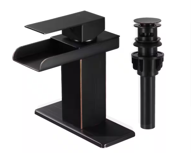 Waterfall Single Hole Single-Handle Low-Arc Bathroom Faucet in Oil Rubbed Bronze