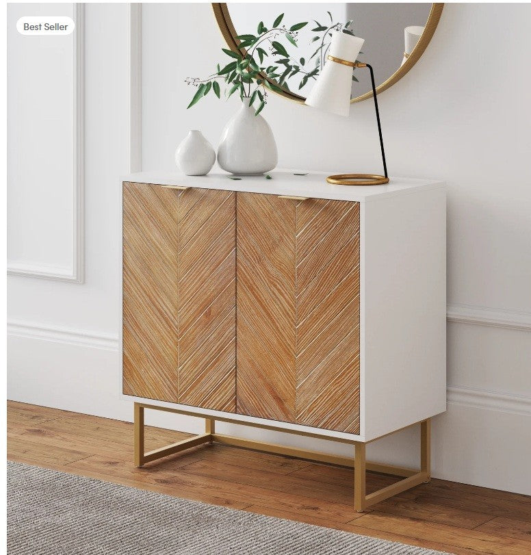 Wood 2-Door Storage Cabinet Natural Wash