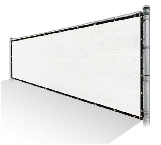 White Privacy Fence Screen Mesh Fabric Cover Windscreen with Reinforced Grommets