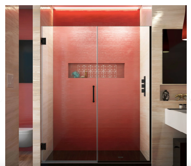 Hinged Frameless Shower Door with Clear Glass - 3 BOXES