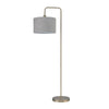 Barden Floor Lamp with Linen Shade - Brass Lamp w/Light Gray Velvet Shade