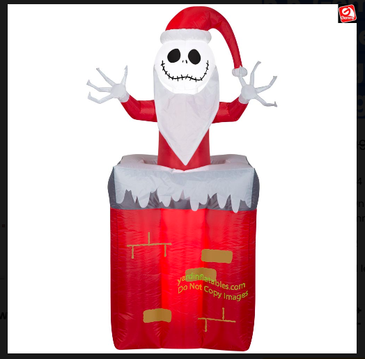 Gemmy Airblown Animated Jack Skellington as Santa Popping out of Chimney final cut