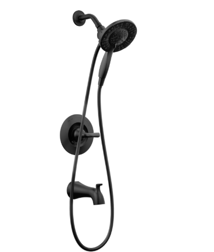 2-in-1 Rough Included Single-Handle 4-Spray Tub and Shower Faucet in Matte Black