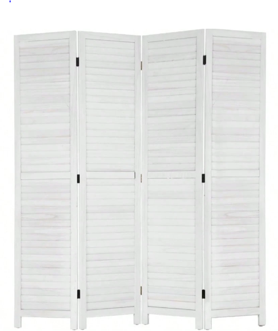 4 Panel Wood Room Divider Privacy Screen Folding Portable Partition White