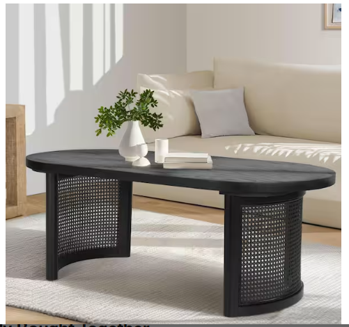 Black Oval MDF Pedestal Coffee Table LEGS ONLY