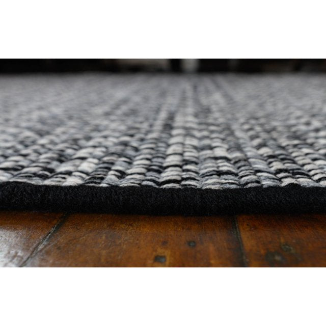 Black and White Tweed All Purpose Handcrafted Reversible Rectangular Area