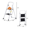 2 Step Ladder Folding Step Stool Sturdy Steel Ladder with Anti-Slip Pedal White