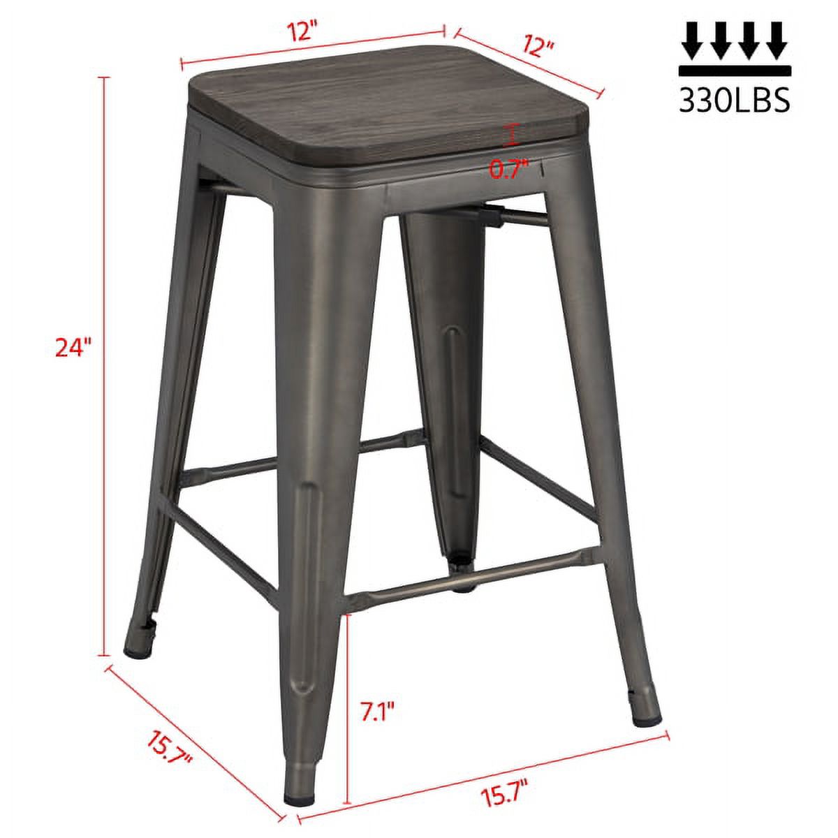 1 Piece of Counter/Bar Stool with Wooden Seat for Indoor/Outdoor