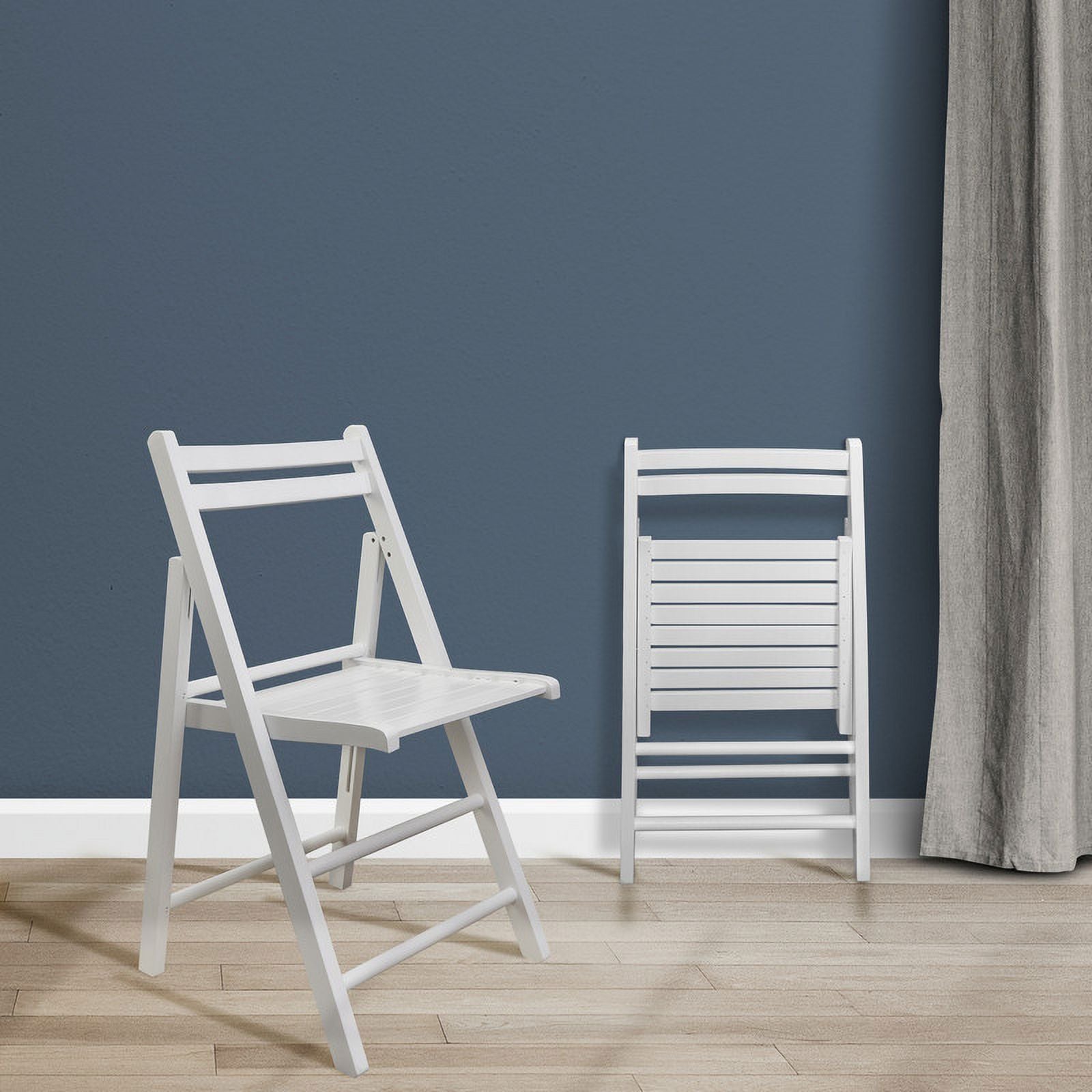 Wooden Folding Chairs 2-Pcs Set - White