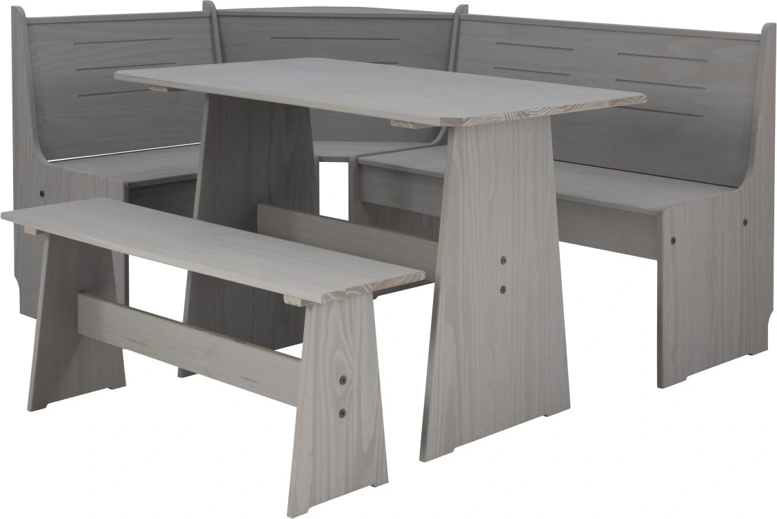 Willow 3-Piece Grey Corner Nook Set