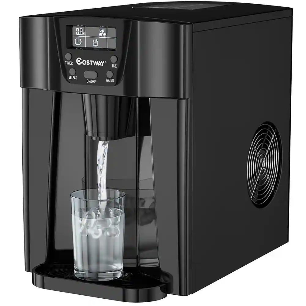 2 In 1 Multifunctional Ice Maker Water Dispenser with LCD Display - Black