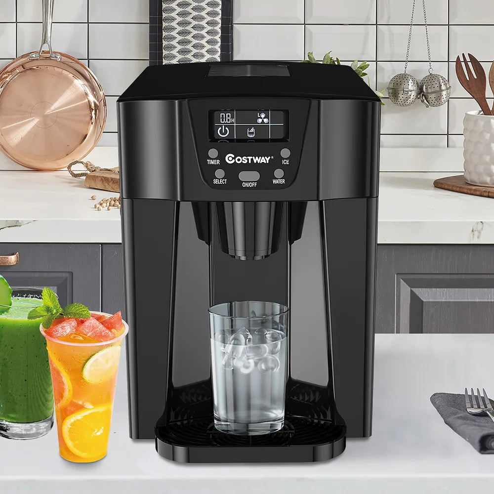 2 In 1 Multifunctional Ice Maker Water Dispenser with LCD Display - Black