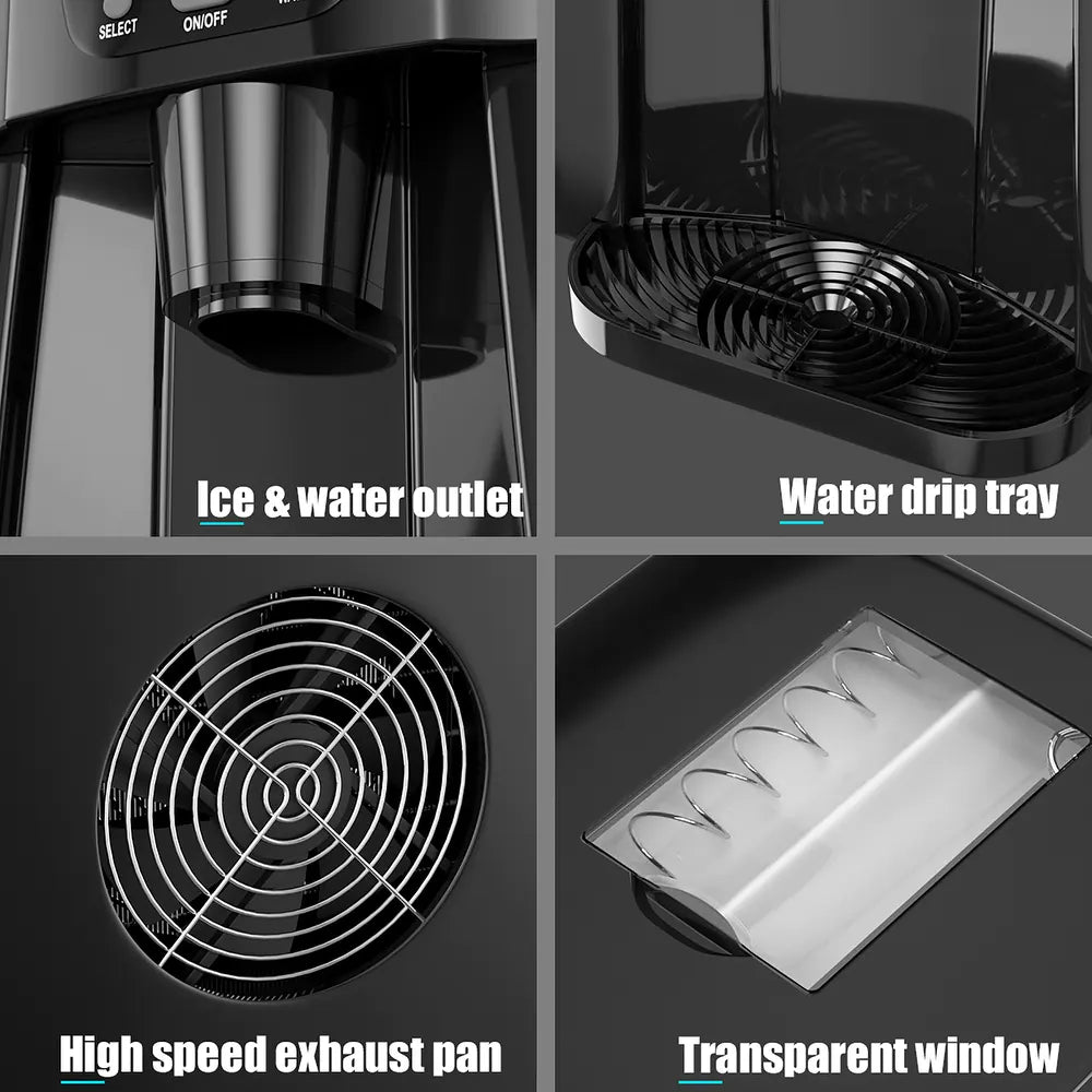 2 In 1 Multifunctional Ice Maker Water Dispenser with LCD Display - Black