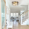 2-Light Flush Mount Glass Ceiling Light with Metal Frame