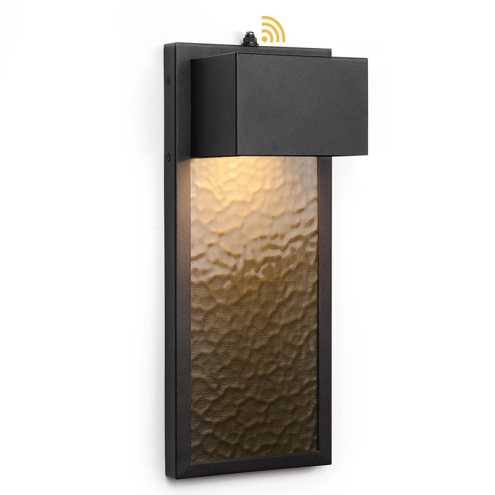 Black Modern Integrated LED Outdoor Wall Light Lantern Sconce - 2 Pack