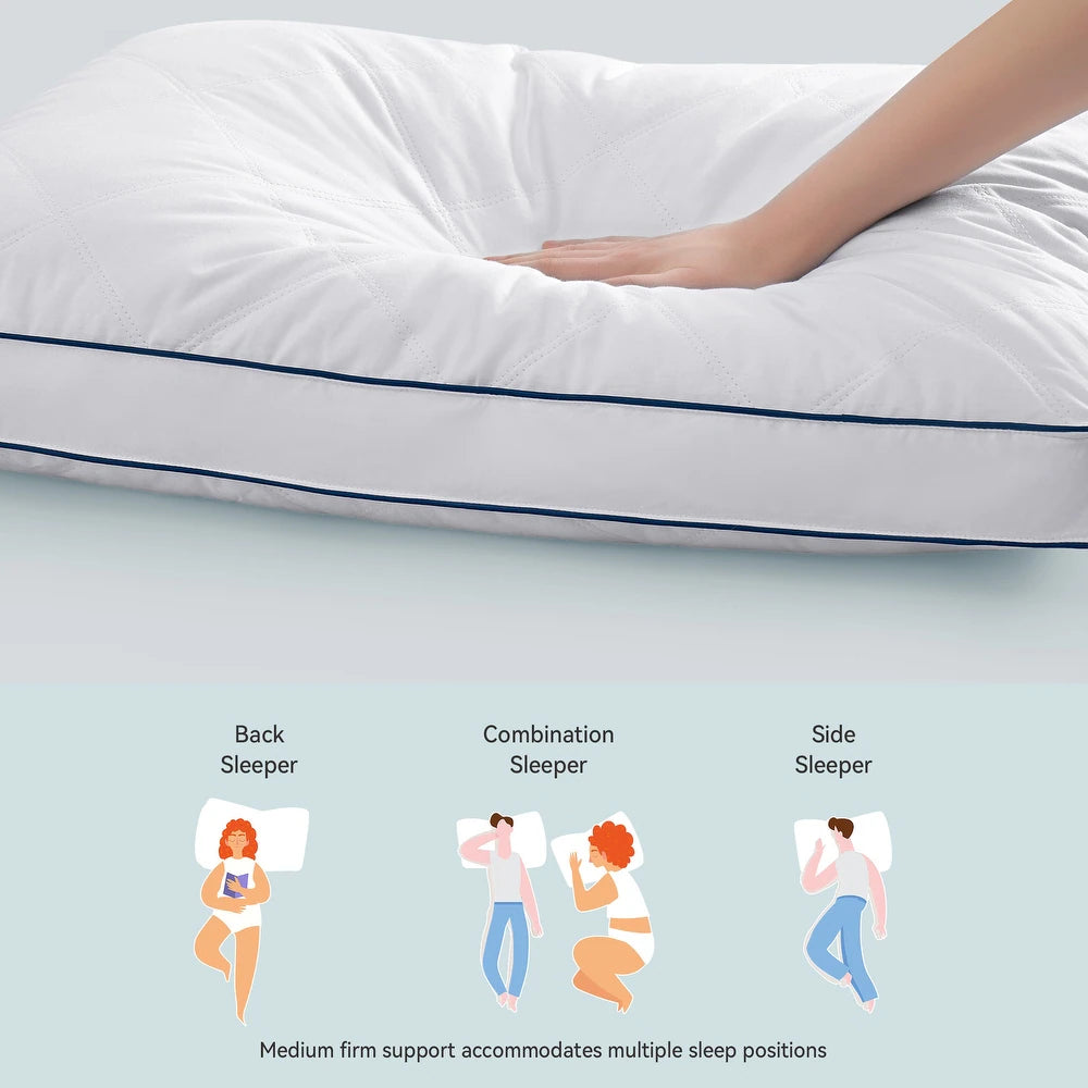 2 Pack Goose Feather Down Bed Pillow - White - Medium-Firm - King