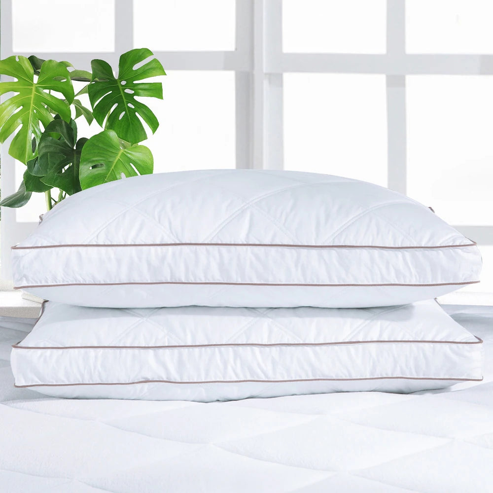 2 Pack Goose Feather Down Bed Pillow - White - Medium-Firm - King
