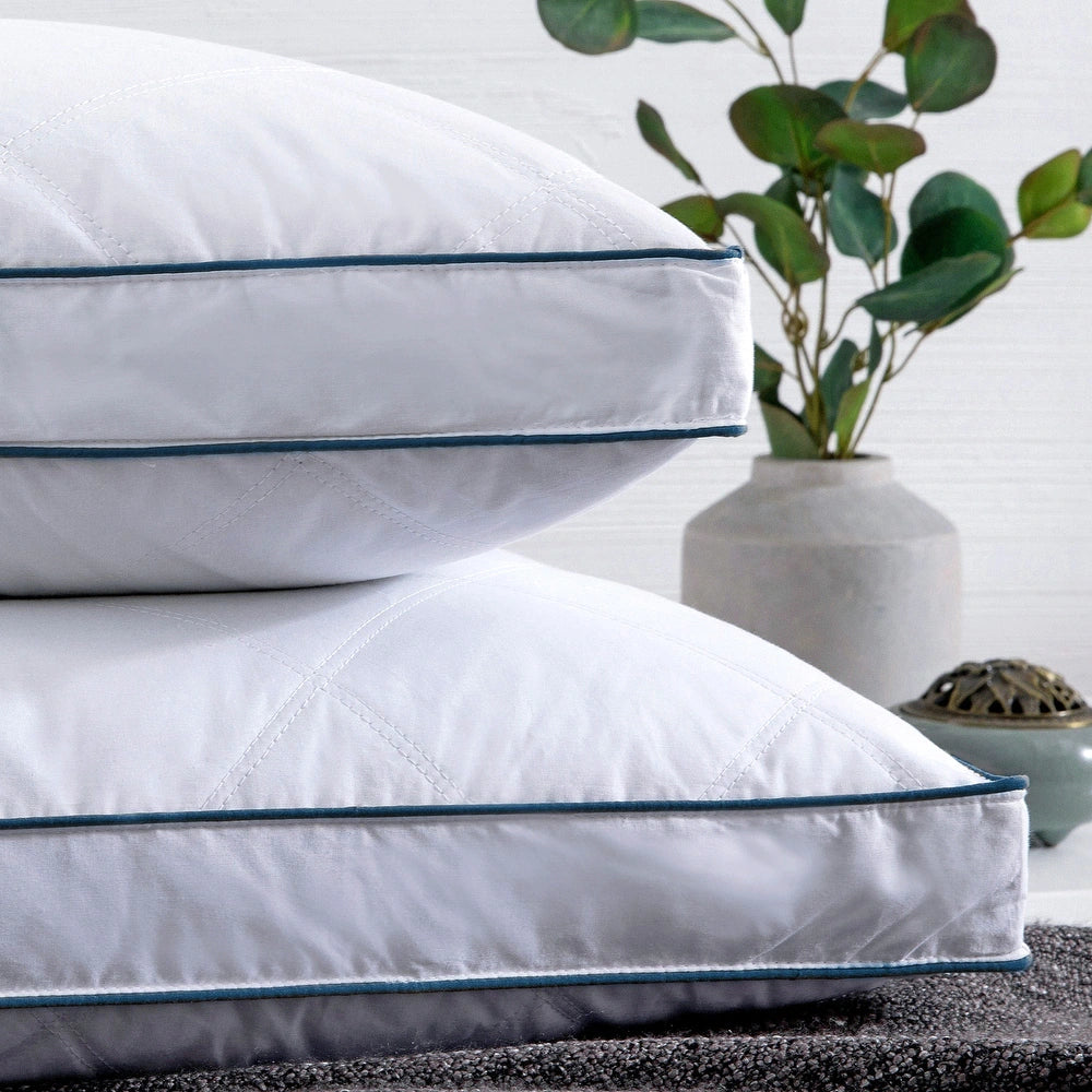 2 Pack Goose Feather Down Bed Pillow - White - Medium-Firm - King