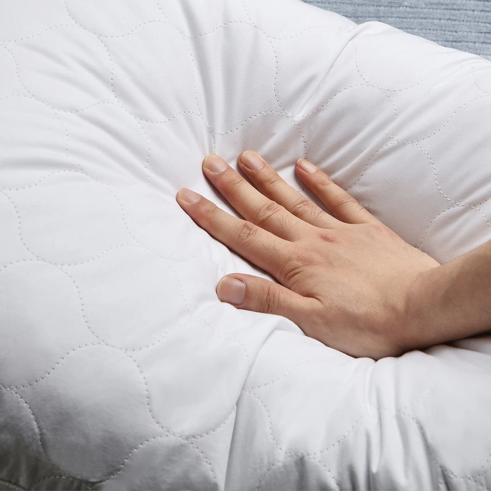 2 Pack Goose Feather Down Pillows with Quilted Cotton Cover - White - Medium - King
