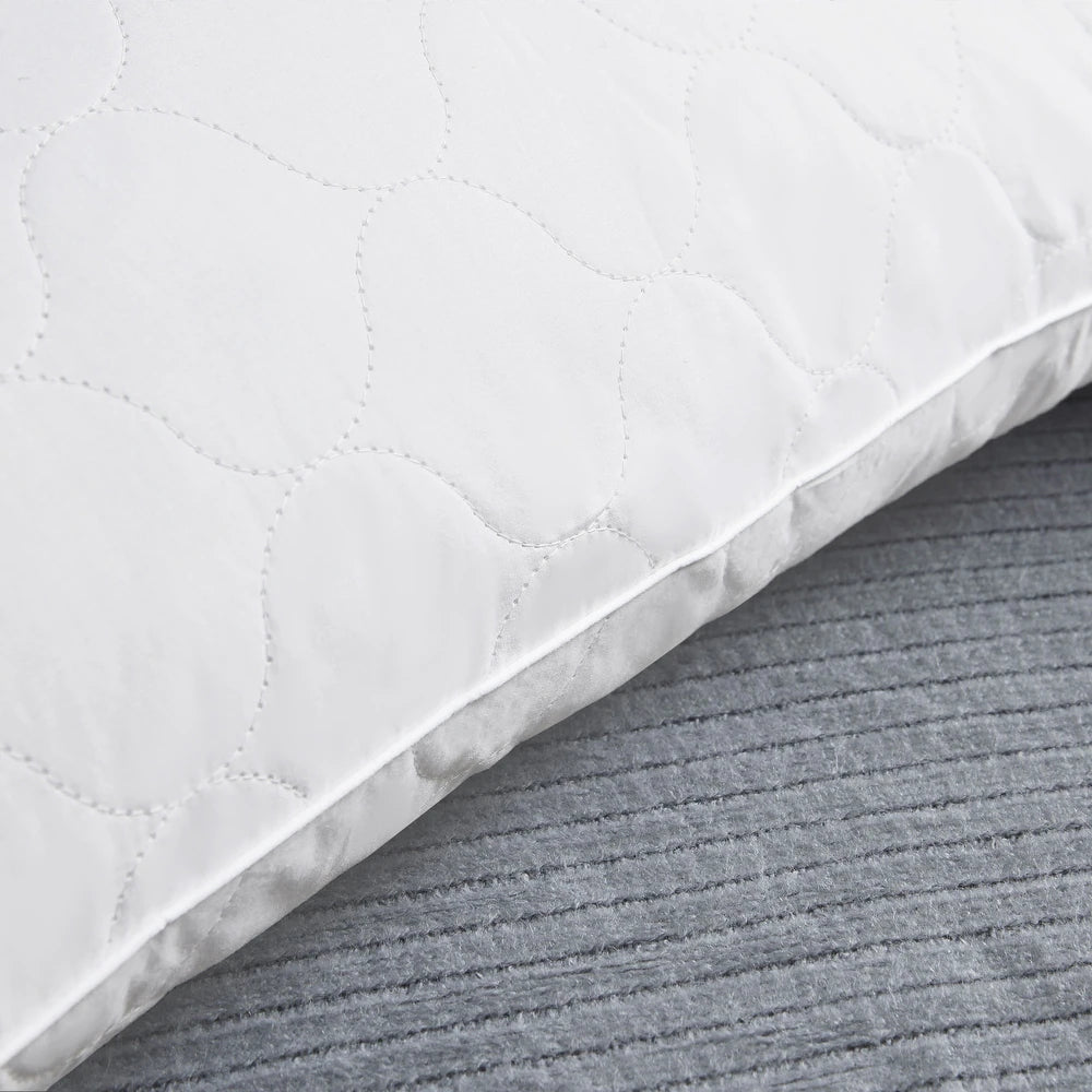 2 Pack Goose Feather Down Pillows with Quilted Cotton Cover - White - Medium - King