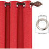 Deco Window Semi-Blackout Door Curtains Solid Polyester Metal Eyelet Matching Tieback - Red