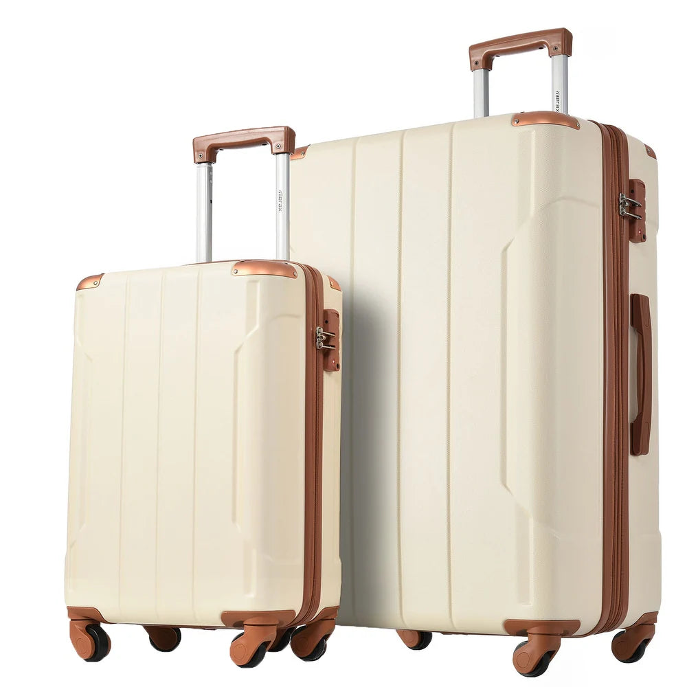 2 Pieces Travel Suitcase ABS Hardside Luggage Sets Expandable w/Silent Spinner Wheels & TSA Lock