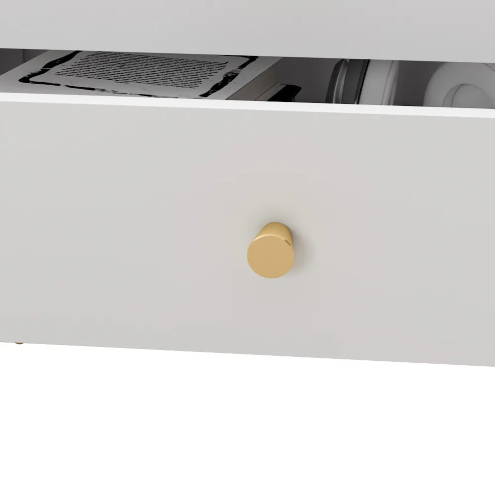 2-drawer Nightstand with One Open Shelf - White