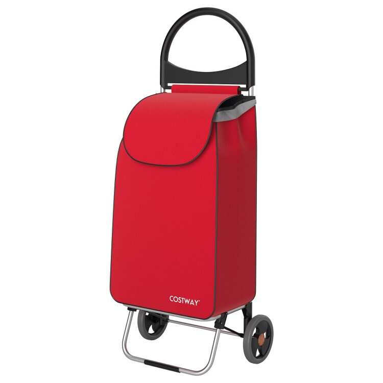 2-in-1 Red Portable Shopping Cart with  Removable Bag