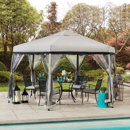 Hexagon Pop Up Gazebo with Netting