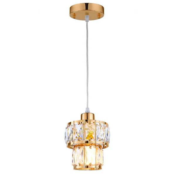 1 - Light Crystal Cylinder Pendant with Crystal Accents