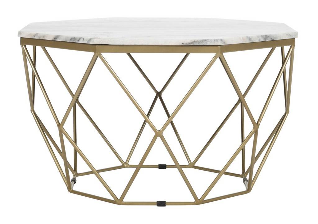 White & Gold Octagonal Cocktail Table