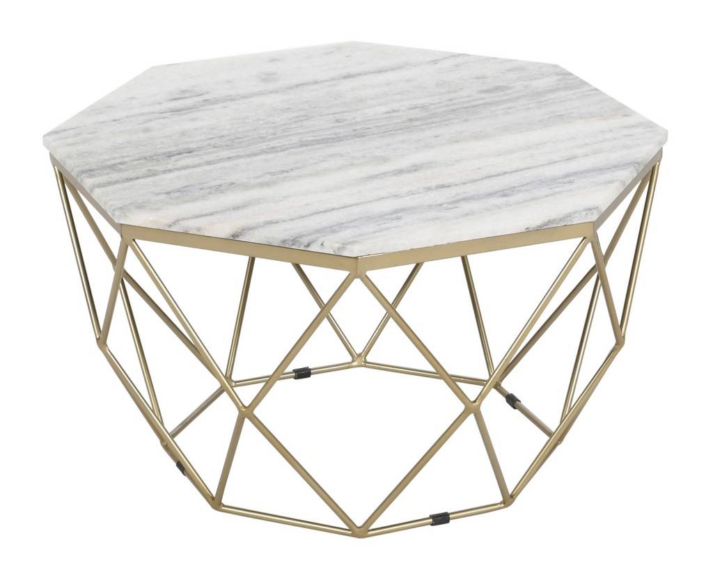 White & Gold Octagonal Cocktail Table