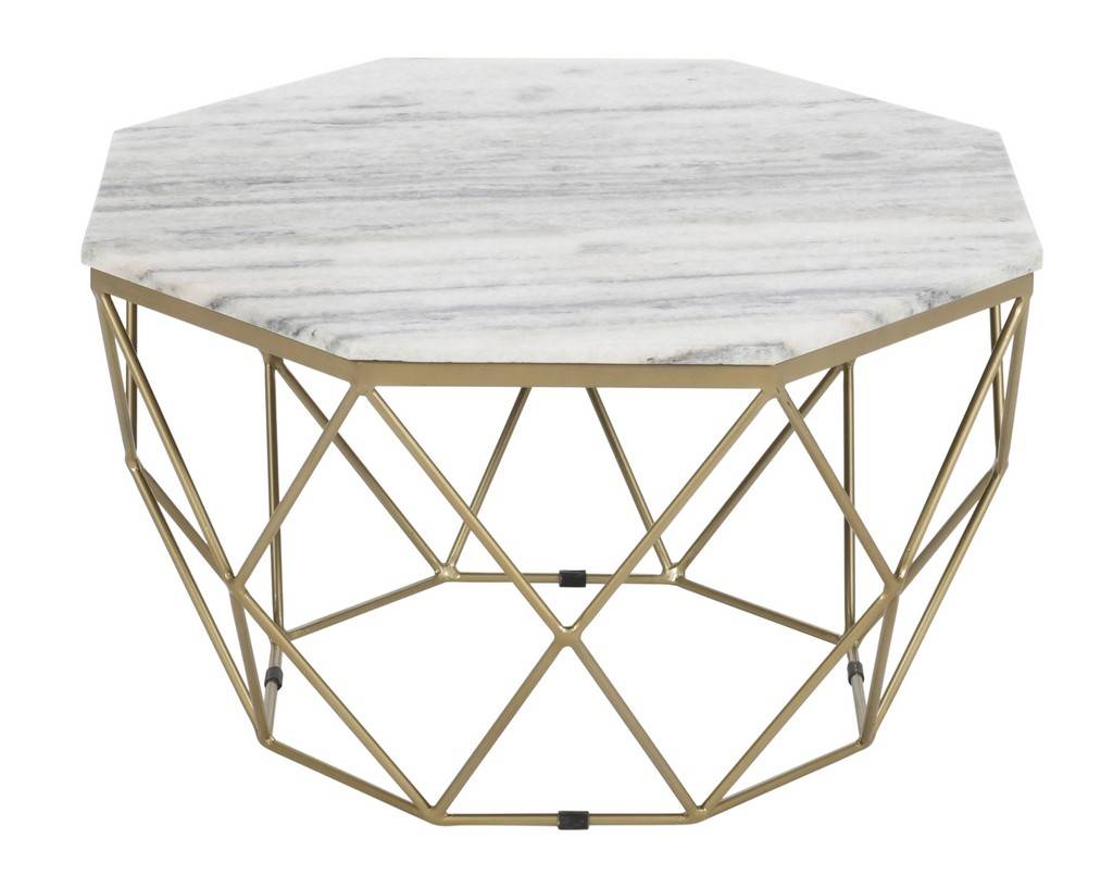 White & Gold Octagonal Cocktail Table